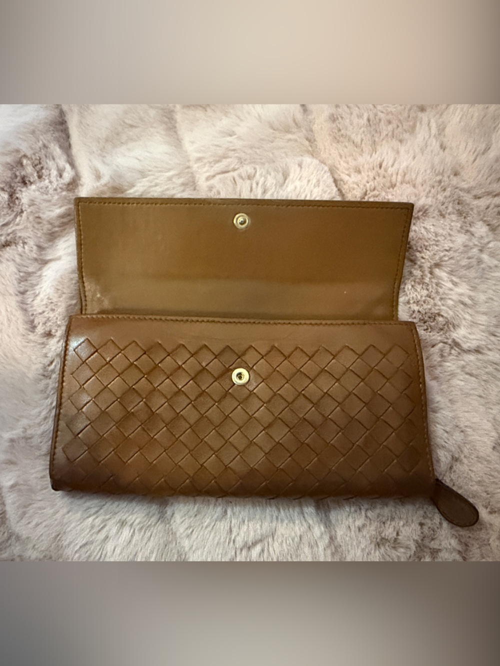 Bottega Veneta Brown Intrecciato Fold-Over Clutch wallet - Picture 3 of 9